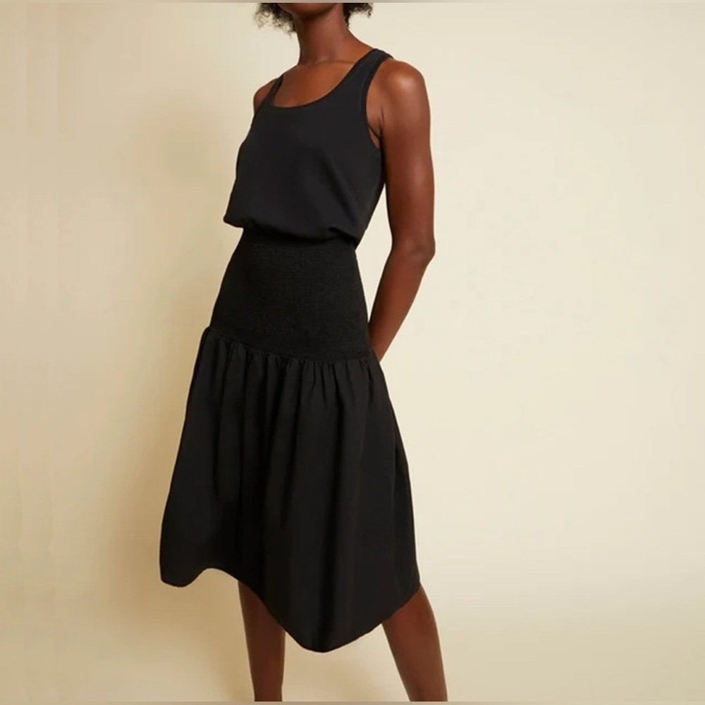 Nation Ltd Sahar Smocked-Waist Midi Dress Black Size Medium